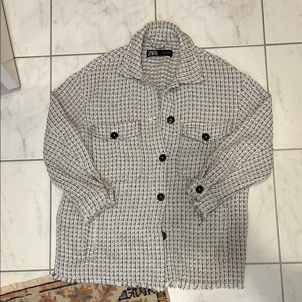 Zara Monochrome Tweed Jacket